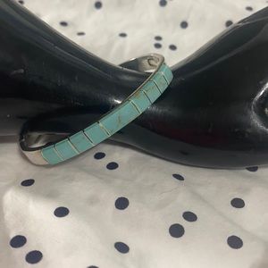 Sterling Silver Bracelet With Turquoise Stone. Made In Mexico